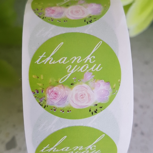 100 pcs Thank You Stickers with Roses 1" in - Picture 8 of 11